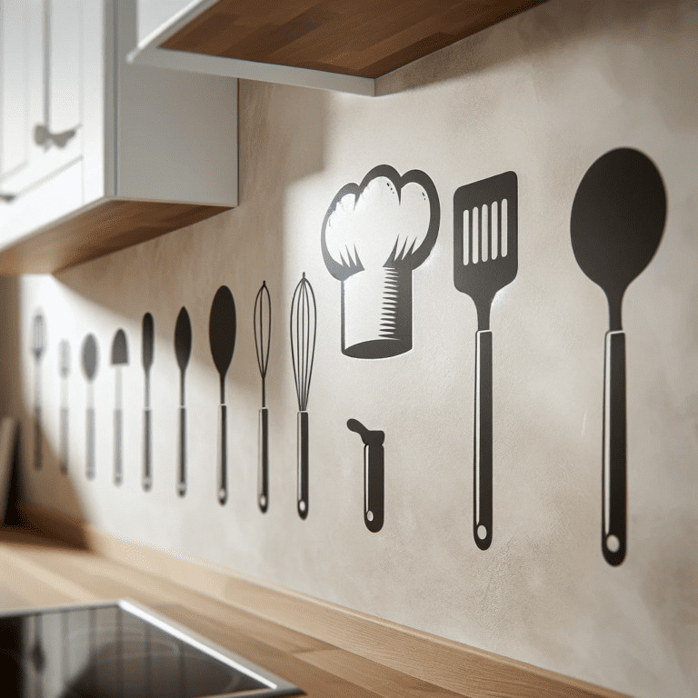 Image Of A Kitchen Wall With Fewer, Cook-Themed Wall Decals