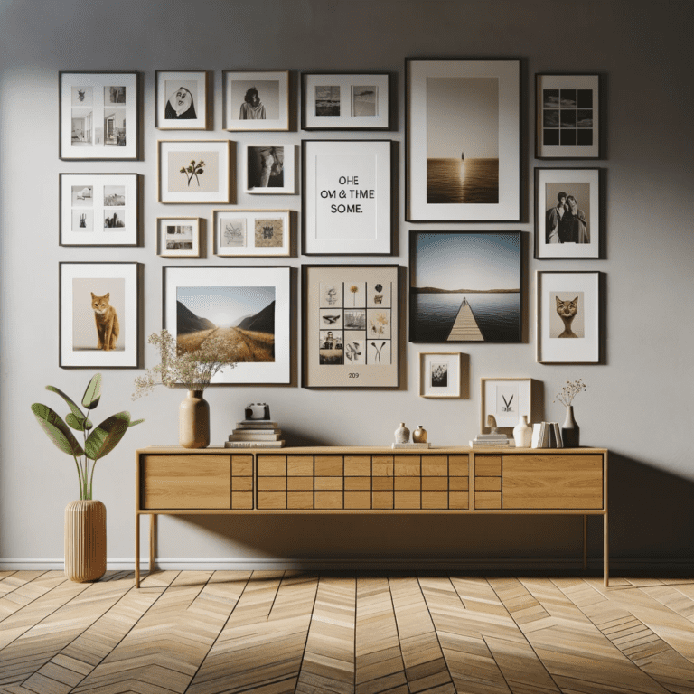 Interior Space With A Basic Gallery Wall, Consisting Of A Mix Of Prints And Photographs