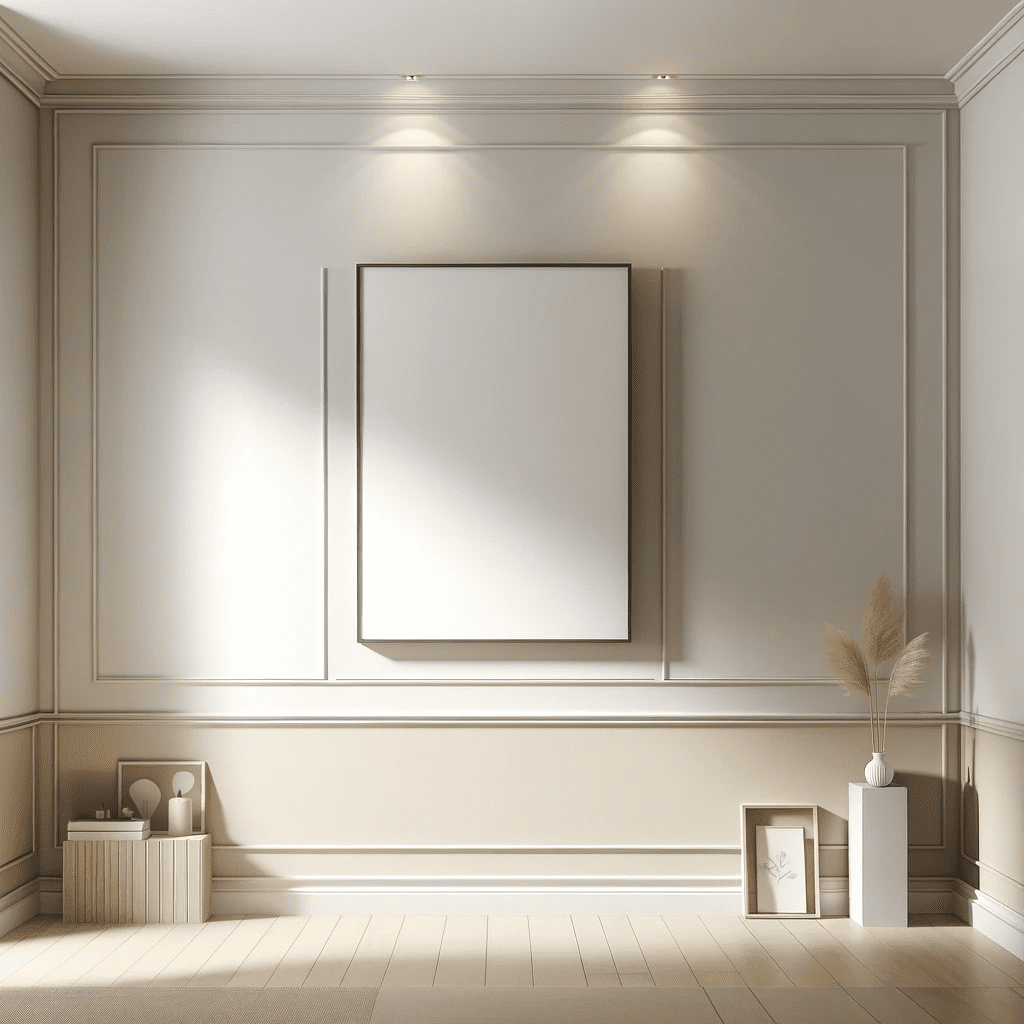 Simple Walls. The Walls Are Painted In Neutral Colors Like White, Beige, Or Light Gray. The Room Includes Minimal Trimmings